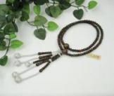 日蓮宗 本式数珠 本緑檀 (神の樹/聖なる樹)　尺 (丸玉)　利休梵天房 (房色:灰白)京念珠 法華