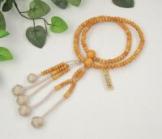 日蓮宗 本式数珠 榧/かや　8寸 (平玉)　小田巻梵天房 (房色:ベージ) 京念珠 法華用 男性用 