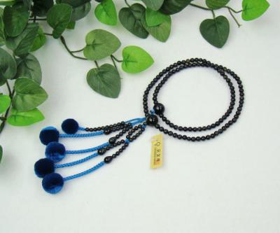 日蓮宗 本式数珠 青虎目石　8寸　菊房 (房色:ブルー) ブルータイガーアイ京念珠 男性用 女性用 