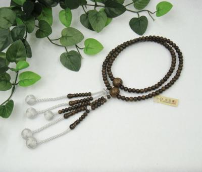 日蓮宗 本式数珠 本緑檀 (神の樹/聖なる樹)　尺 (丸玉)　利休梵天房 (房色:灰白)京念珠 法華